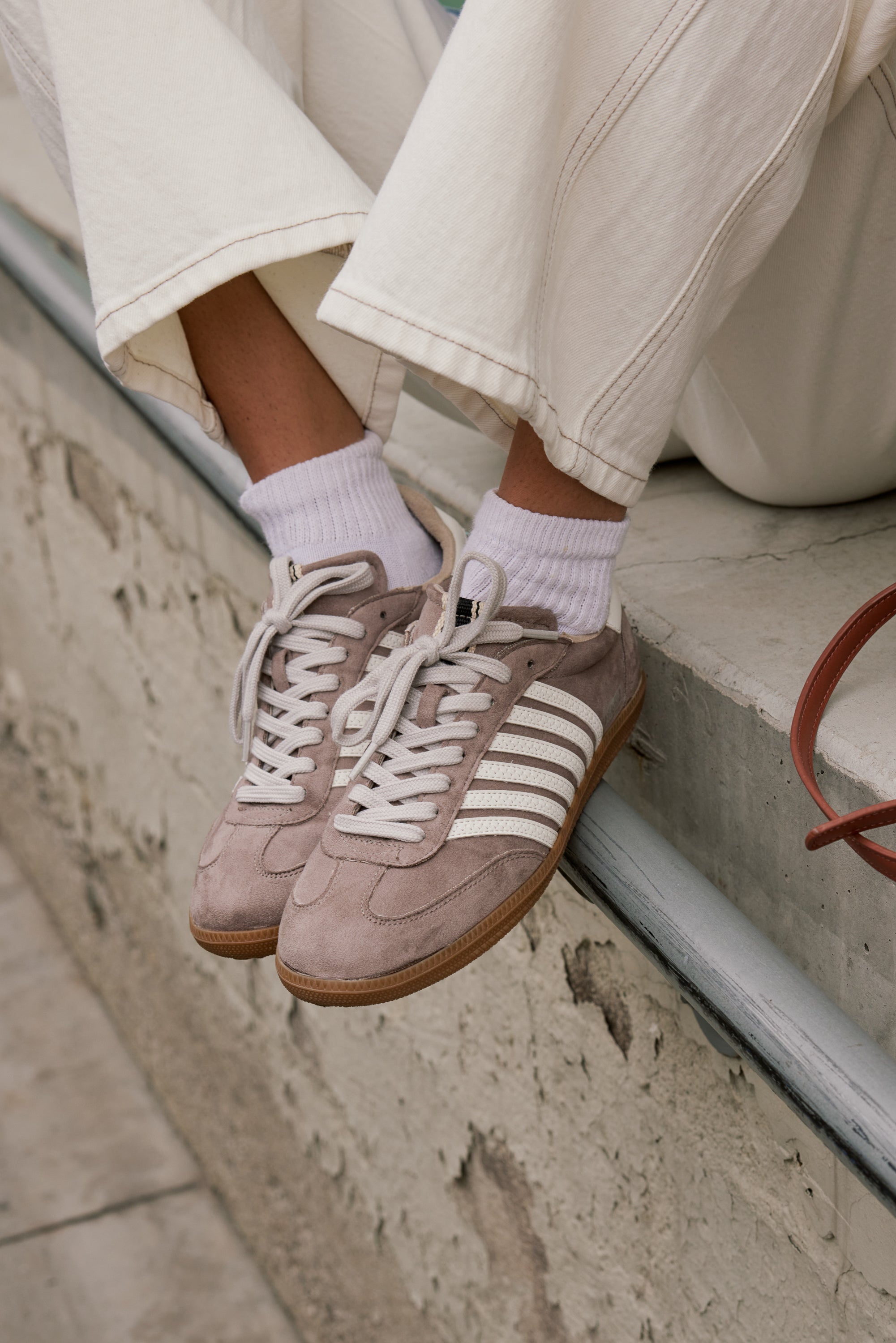 White Faux Leather Stripes