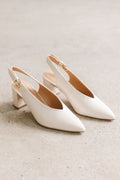 Candice Slingback Heels in Cream - FINAL SALE