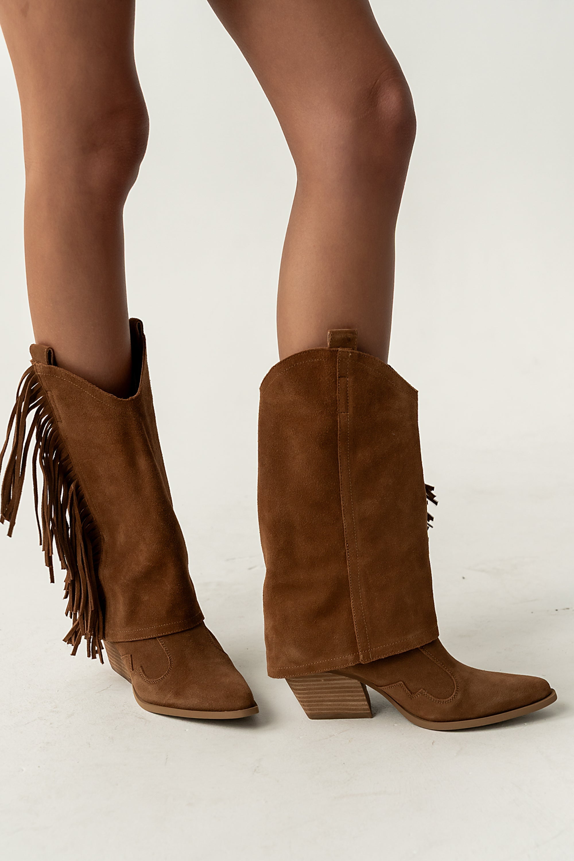 Deston Fringe Boots in Tan