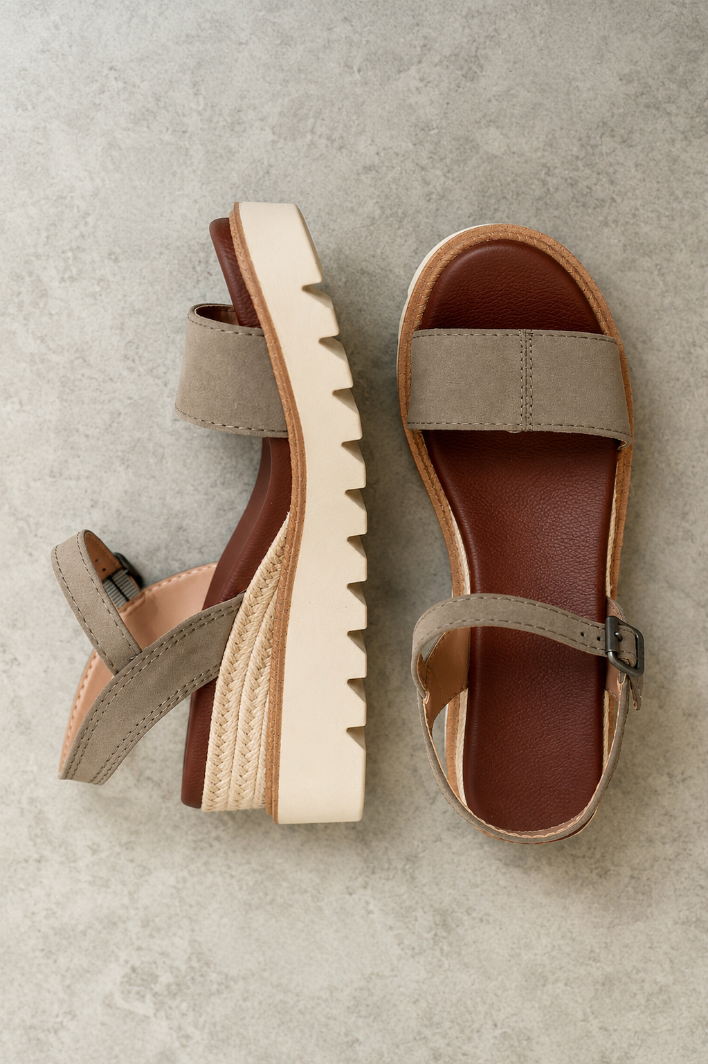 Ophidia Wedge Sandal in Taupe