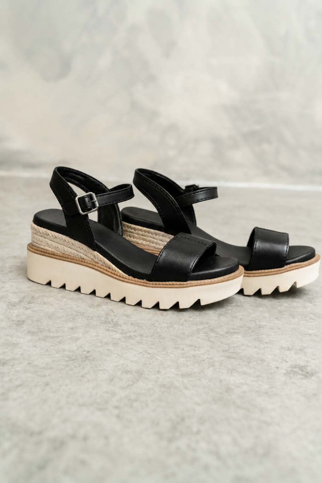 Ophidia Wedge Sandal in Black